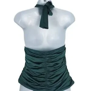 Athleta Aqualuxe Tankini Swimsuit Top Size M Bikini Bottoms Size L Halter Teal