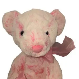Aurora World Plush Pink Bear Rose Stuffed Animal Frosted Fur Ribbon Bow 2022 11"