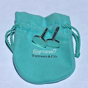 AUTH Tiffany & Co Engine-turned Oval Cuff Links