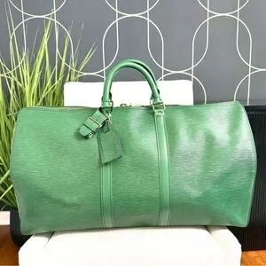 Authentic Louis Vuitton Unisex Keepall 55 Travel Bag Green Epi Leather