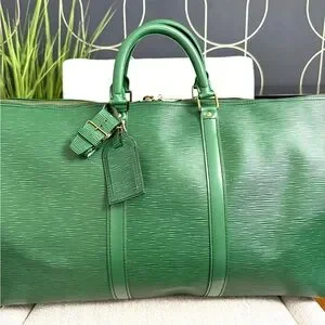 Authentic Louis Vuitton Unisex Keepall 55 Travel Bag Green Epi Leather