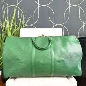 Authentic Louis Vuitton Unisex Keepall 55 Travel Bag Green Epi Leather