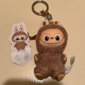 Authentic PopMart Labubu The Monsters Pin For Love Series "&" Brown Plush Pendan