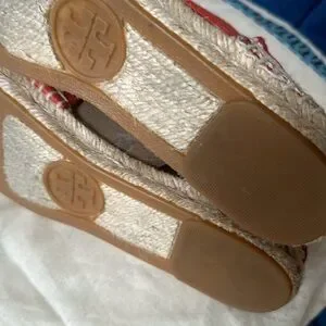 Authentic Tory Burch Red Striped Espadilles Size 7