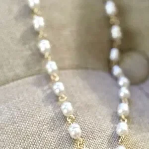 AVARA Strawberry Necklace With Faux Pearl Chain NWT 18”