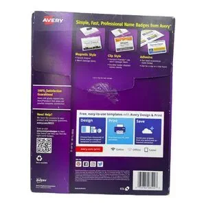 AVERY 8522 Vertical Style Name Badge Insert Refills 6 X 4 1/4" White 100 Inserts