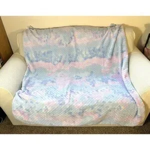 Aviva Stanoff Soft Textured Purple Pink Blanket And 2 Pillow Set NWT MSRP $799