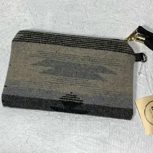 Aztec Print Wristlet Tassel & Strap Tan Brown Southwestern Style By LIB New York