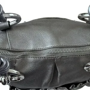 B Makowsky Genuine Silver Leather Satchel Braided Handle Silver Accents Purse