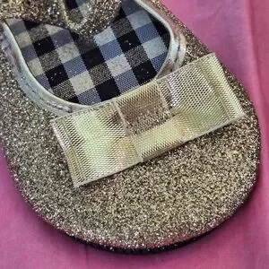 Baby Girl Gold Glitter Holiday Party Shoes Mary Janes Made In USA 2 NWOB