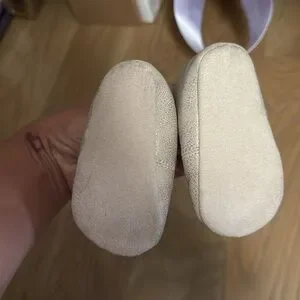 Baby Infant Cream And Brown Booties