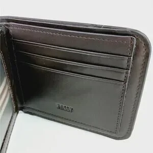 Bally Men's Smooth Brown Leather Bi-Fold Wallet