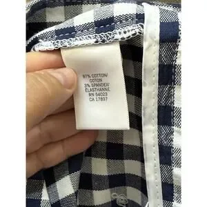 Banana Republic Shorts Womens 0 Blue White Gingham Check Flat Front Prep Preppy