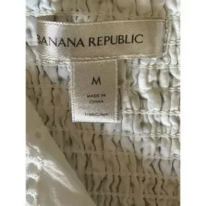 Banana Republic Women's White Eyelet Balloon Sleeve Blouse Size M