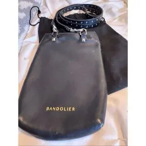 Bandolier Black Leather Nicole Crossbody Strap & Dylan Top Flap Pouch/bag Purse