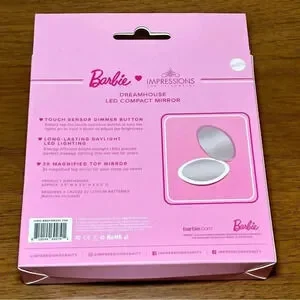 BARBIE Compact Mirror With LED Light And Pink Barbie Dreamhouse Design NEW