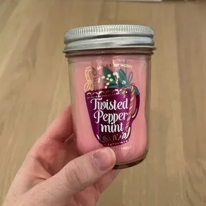 Bath And Body Works Twisted Peppermint 1 Wick Candle Pink Winter Holiday Vanilla