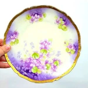 Bavaria Handpainted Violets Porcelain Plate