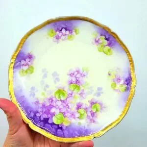 Bavaria Handpainted Violets Porcelain Plate