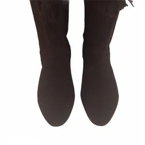 BCBG PL-Giselle Tassel Knee Suede Brown Boots 6.5 New Girls Women's Boots