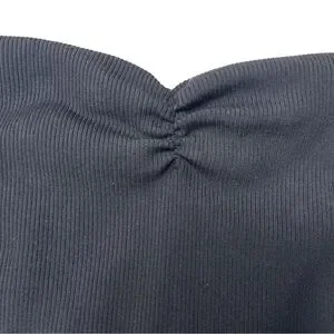 Beach Bunny Kate Ribtide Black Ruched Bikini Bottom L NWT