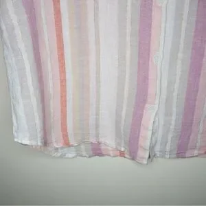 Beach Lunch Lounge Spencer Vertical Stripe Linen Blend Button Down Blouse