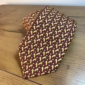 Beaufort Tie Rack Yellow Lab Dog Printed Novelty Animal Silk Tie Made Italy Red