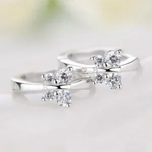 Beautiful 925 Silver White Sapphire Small Butterfly Hoops