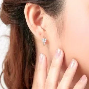 Beautiful 925 Silver White Sapphire Small Butterfly Hoops