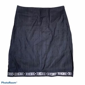 Bebe Silk Skirt 6 Black Embellished Hem