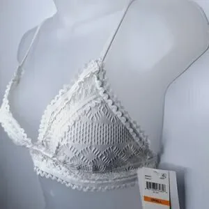 Becca Rebecca Virtue Crochet Bikini Top Small White NEW Triangle Boho Bridal