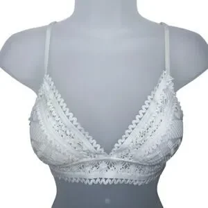 Becca Rebecca Virtue Crochet Bikini Top Small White NEW Triangle Boho Bridal