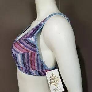 BECCA South Coast Teagan Metallic Striped Bikini Top