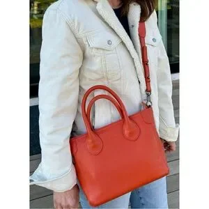 Beck Beckini Bag Tote Crossbody Satchel Italian Pebble Leather Logo Embossed