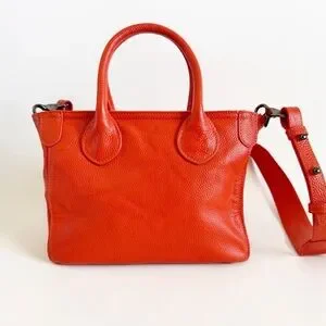 Beck Beckini Bag Tote Crossbody Satchel Italian Pebble Leather Logo Embossed