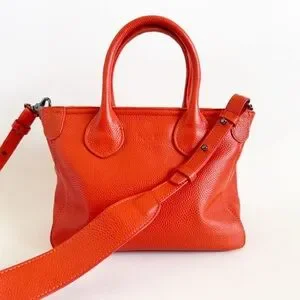 Beck Beckini Bag Tote Crossbody Satchel Italian Pebble Leather Logo Embossed