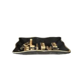 Believe Black & Gold Ring Jewelry Tray