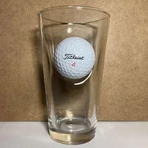 Ben Shot Novelty Pint Golf Glass With Embedded Titleist #4 Golf Ball 16 Oz