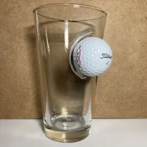 Ben Shot Novelty Pint Golf Glass with Embedded Titleist #4 Golf Ball 16 Oz