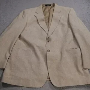Bert Pulitzer Jacket Mens 43R Cream Blazer Sport Coat 100% Silk Tweed