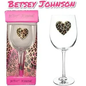 Betsey Johnson Bedazzled Heart Wine Glass