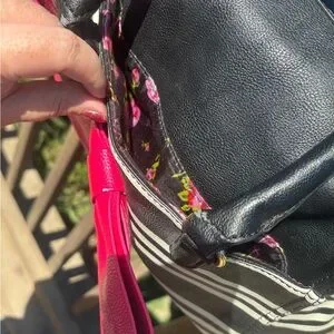 Betsey Johnson Black And White Satchel With Striking Design