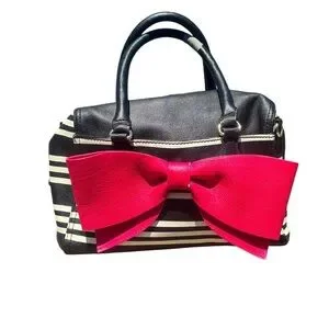 Betsey Johnson Black and White Satchel with Striking Design