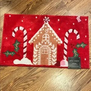 Betsey Johnson Festive Red Gingerbread House Bath Mat