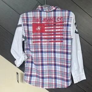 Beverly Hills Polo Club Plaid Button Down W/ White Sleeves Western