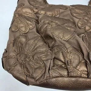 BIG BUDDHA Hibiscus Canvas Shoulder Tote Bag Bronze Tan Neutral Floral Y2K Boho