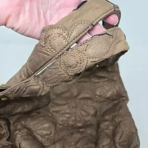 BIG BUDDHA Hibiscus Canvas Shoulder Tote Bag Bronze Tan Neutral Floral Y2K Boho