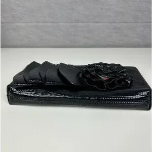 BIG BUDDHA Santa Barbara Black Patent Leather Clutch Wristlet Bag‎