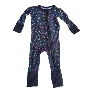 birdie bean Confetti Convertible Romper Black Baby Girls 0-3 Months