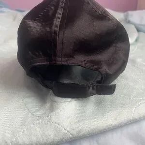 Black Cap For Women Reversible Sequin Heart. Velcro Closure. One Size